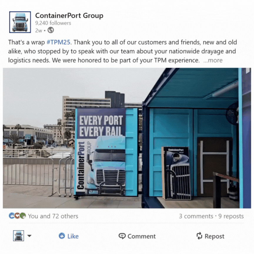 CPG container on promenade at TPM